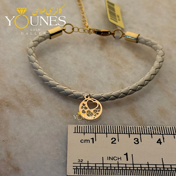 دستبند چرم قلب قلبی لیزری طلا